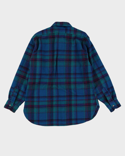 80s Pendleton Green / Blue Check Pattern Flannel Shirt - L