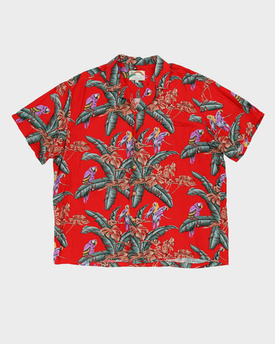 1990s Magnum Pi Red Patterned Hawaiian Shirt - XXXL