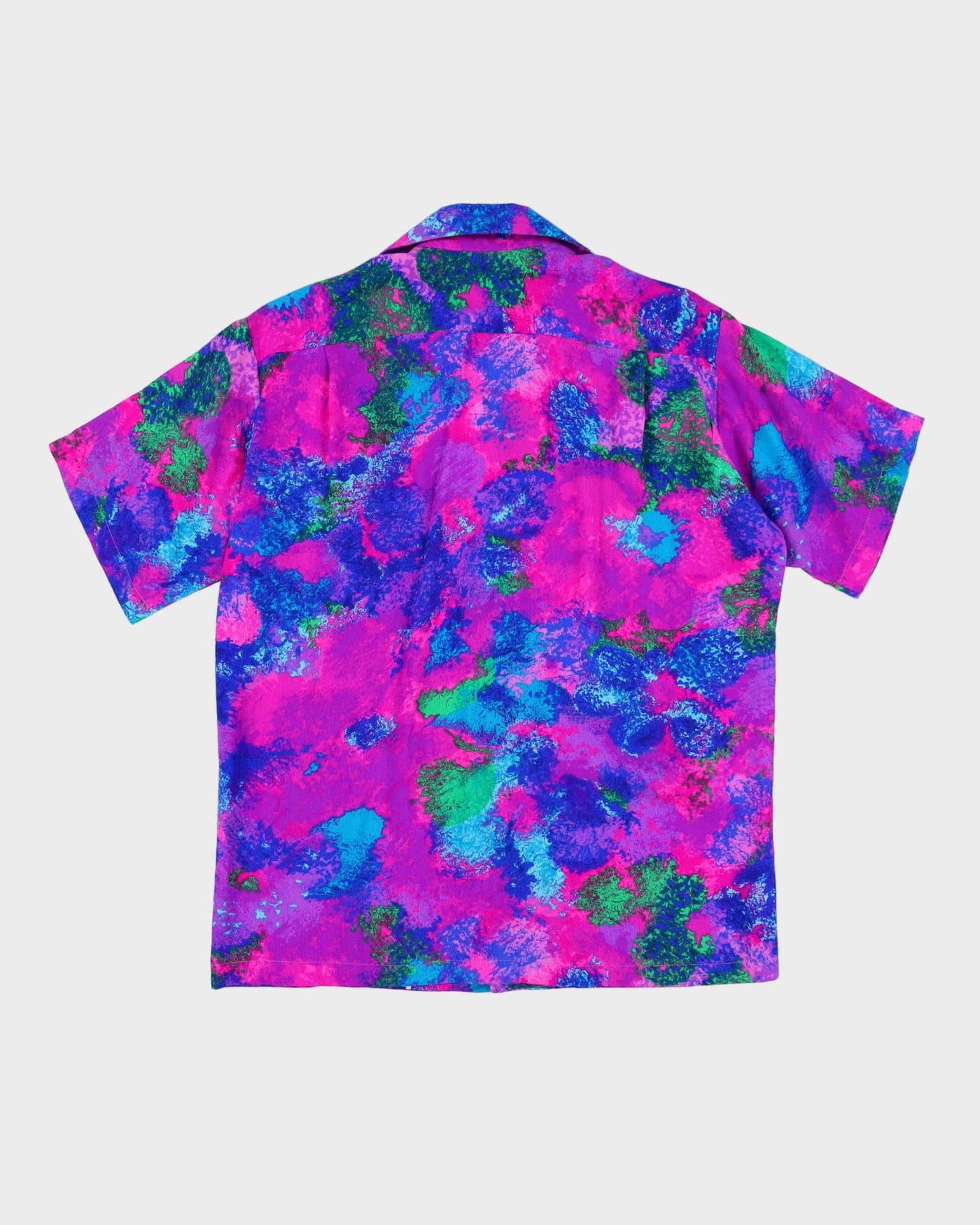 1970s Blue And Pink Patterned Hawaiian Shirt - L