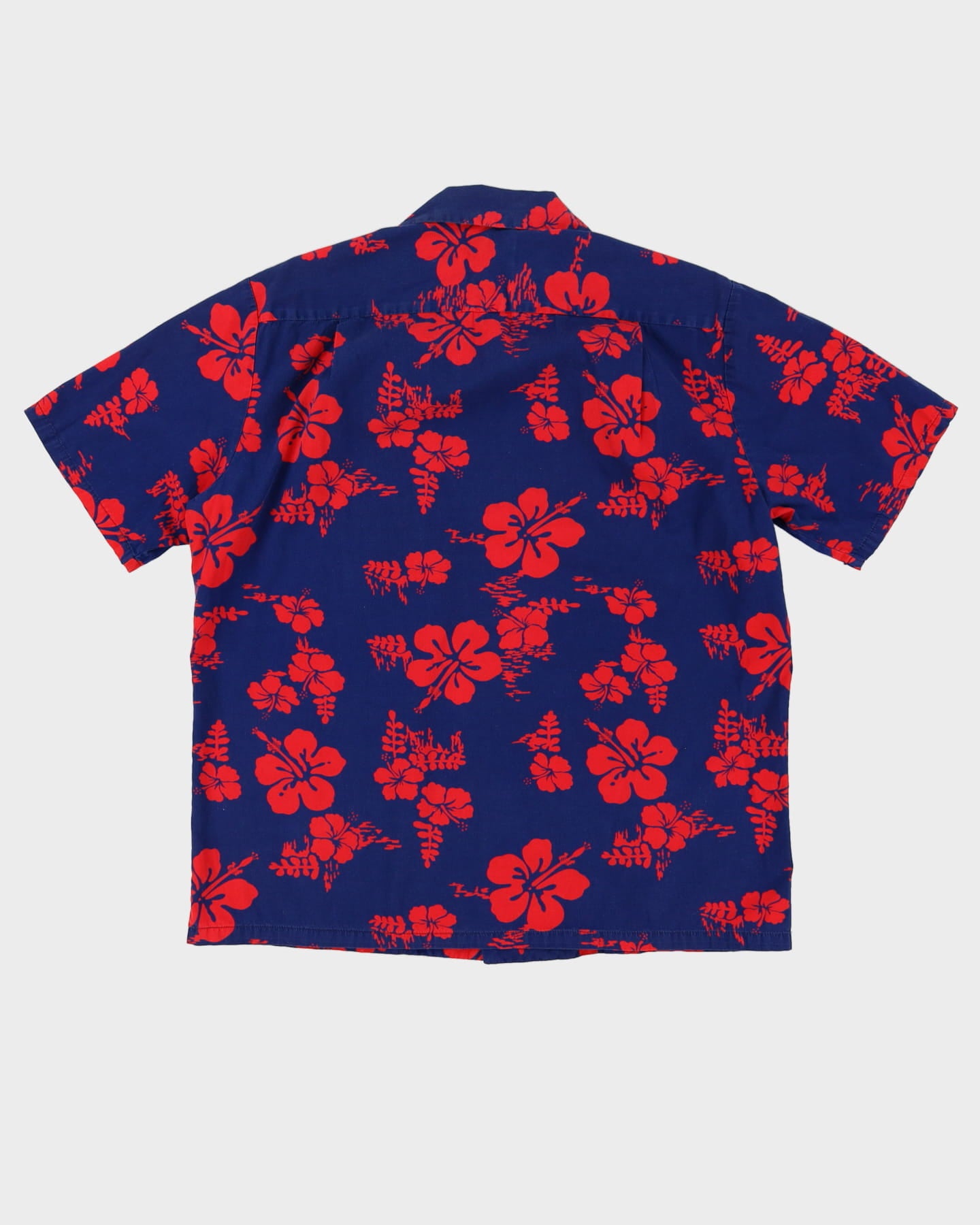 1960s Blue And Red Patterned Hawaiian Ui-Maikai Shirt - L