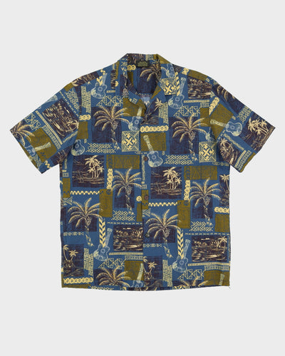 1990s Royal Creations Blue Patterned Hawaiian Shirt - L