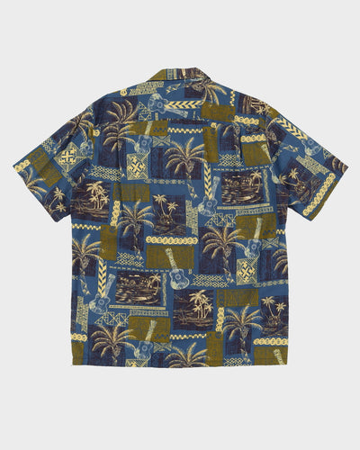 1990s Royal Creations Blue Patterned Hawaiian Shirt - L