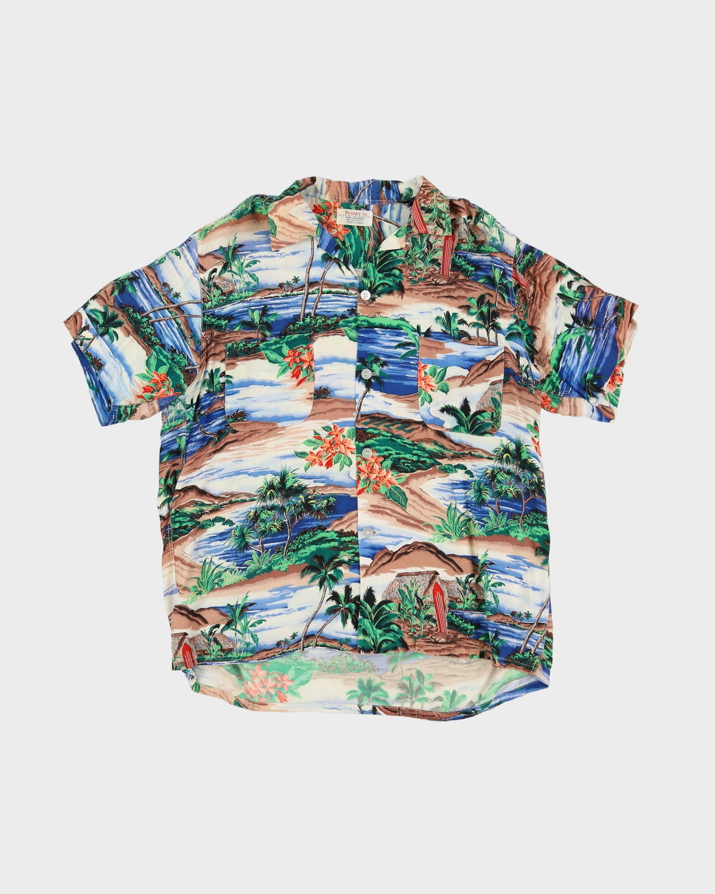 1940s Penney's Made In Japan Rayon Patterned Hawaiian Shirt - M
