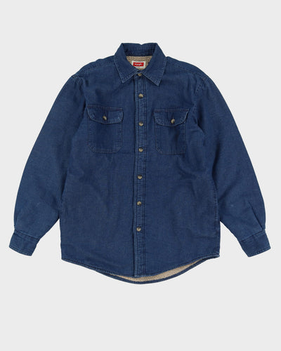Wrangler Blue Denim Fleece Lined Shirt - M