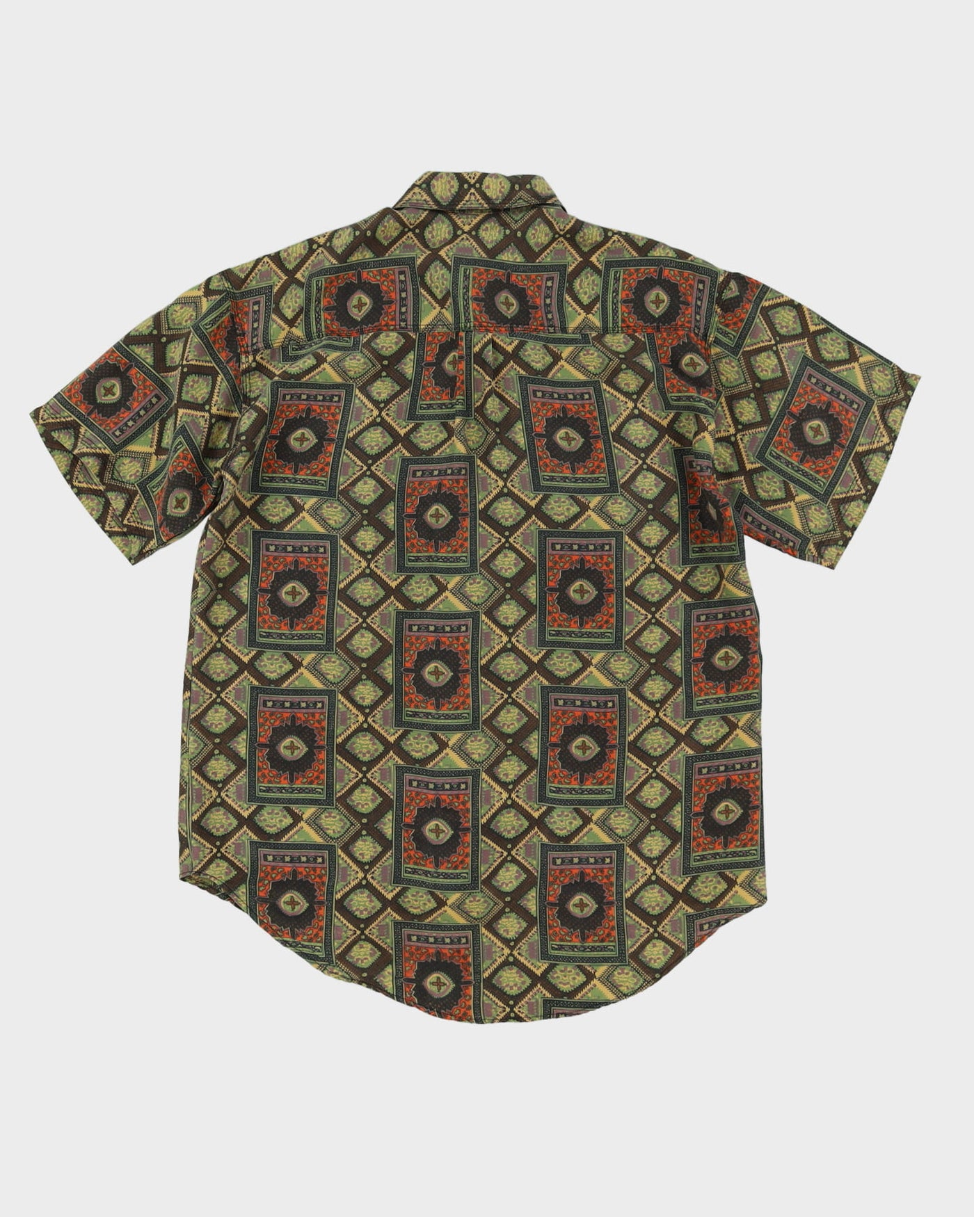 80s Naf Naf Green Patterned Silk Shirt - XL