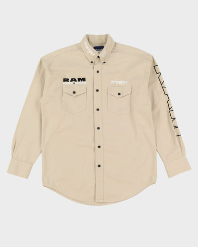 90s Wrangler RAM Rodeo Series Beige Work Shirt - M