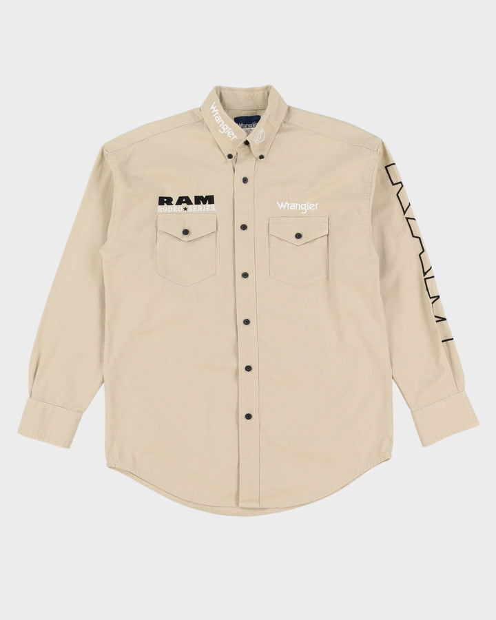 90s Wrangler RAM Rodeo Series Beige Work Shirt - M
