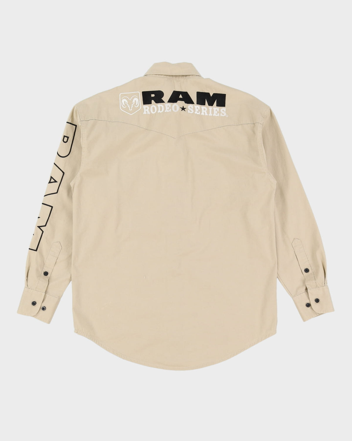 90s Wrangler RAM Rodeo Series Beige Work Shirt - M