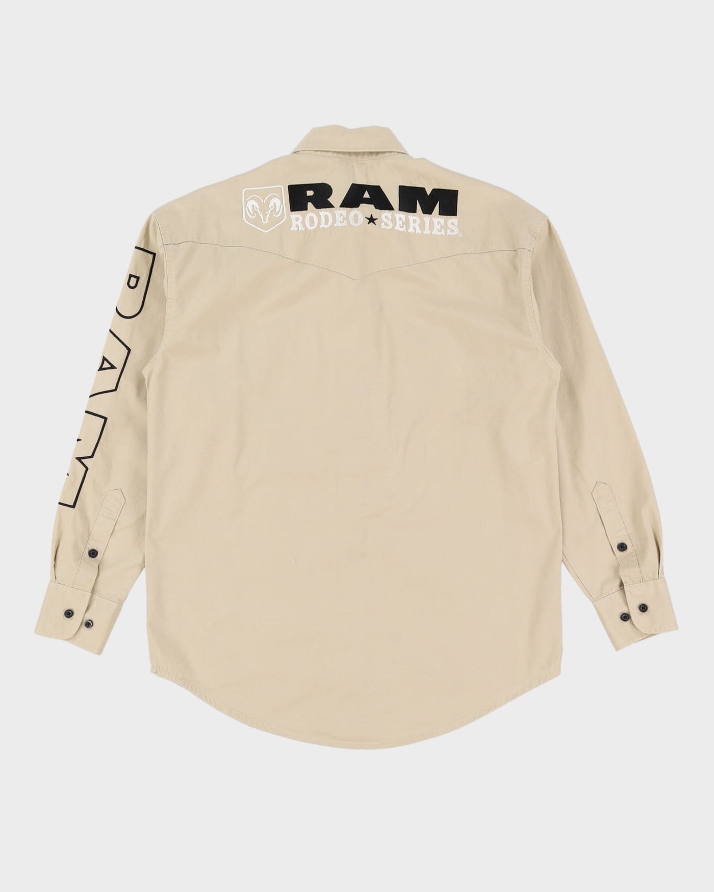 90s Wrangler RAM Rodeo Series Beige Work Shirt - M