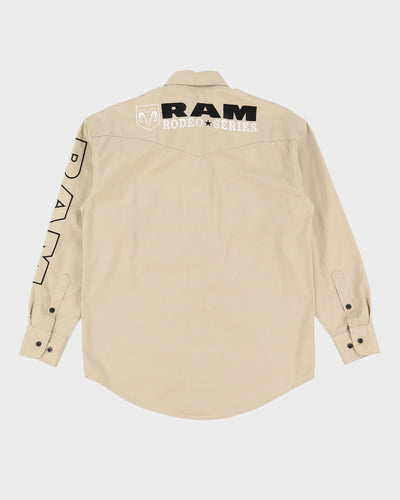 90s Wrangler RAM Rodeo Series Beige Work Shirt - M