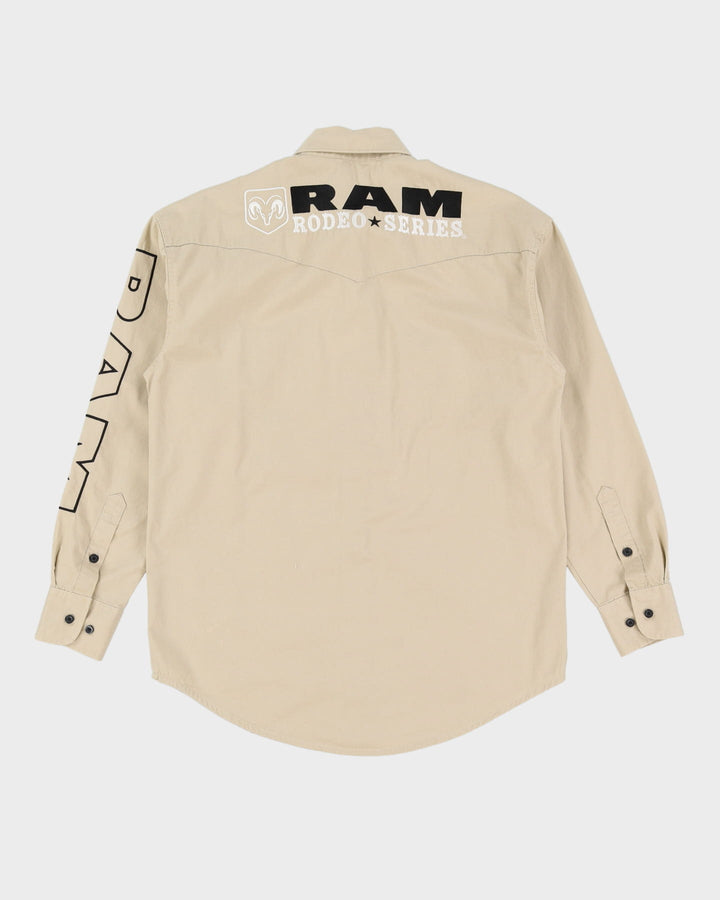 90s Wrangler RAM Rodeo Series Beige Work Shirt - M