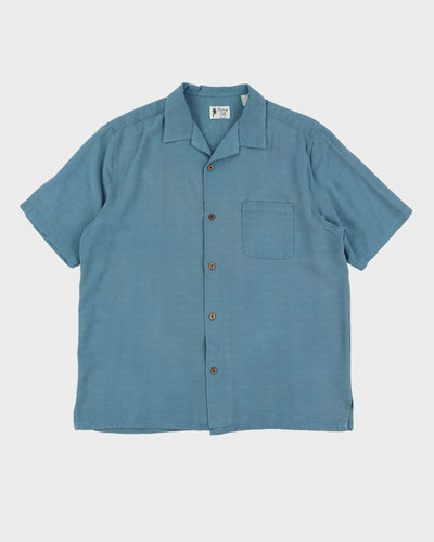 Silk Blue Short-Sleeve Silk Hawaiian Shirt - XL