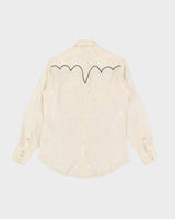 60s White / Off-White Western Style Detailed Long-Sleeve Shirt - S