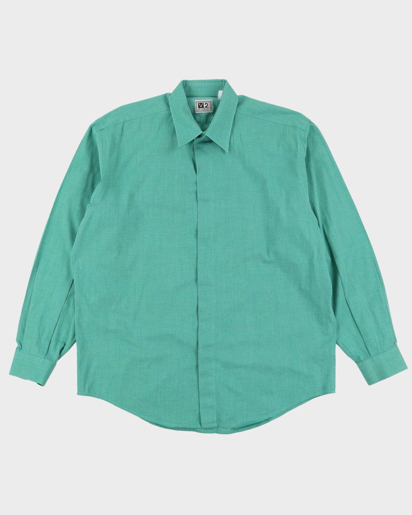 90s V2 By Versace Green Button Up Long Sleeve Shirt - XL