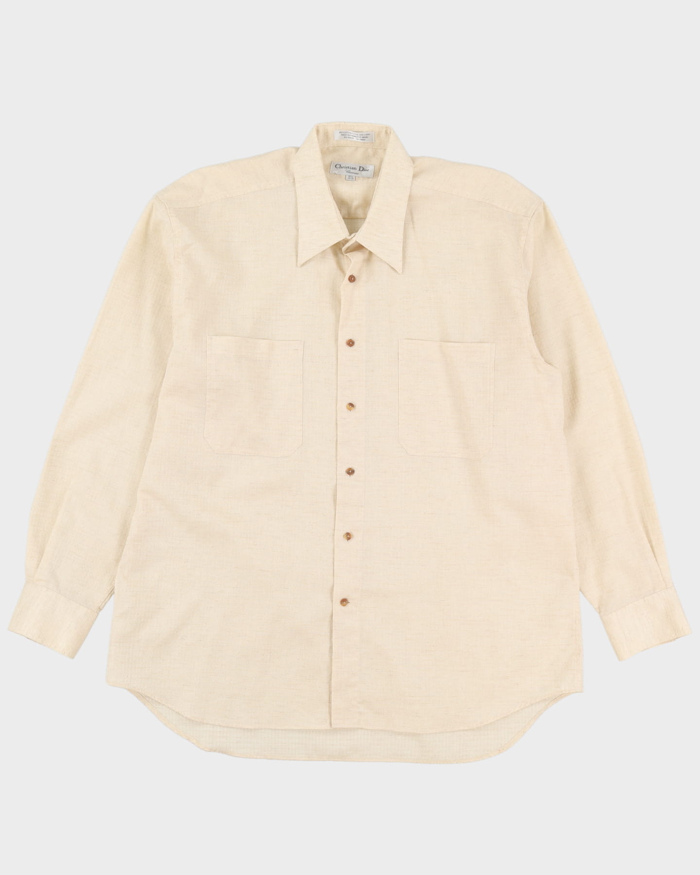 90s Christian Dior Chemise Yellow Button Up Long-Sleeve Shirt - XL