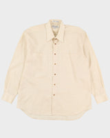 90s Christian Dior Chemise Yellow Button Up Long-Sleeve Shirt - XL