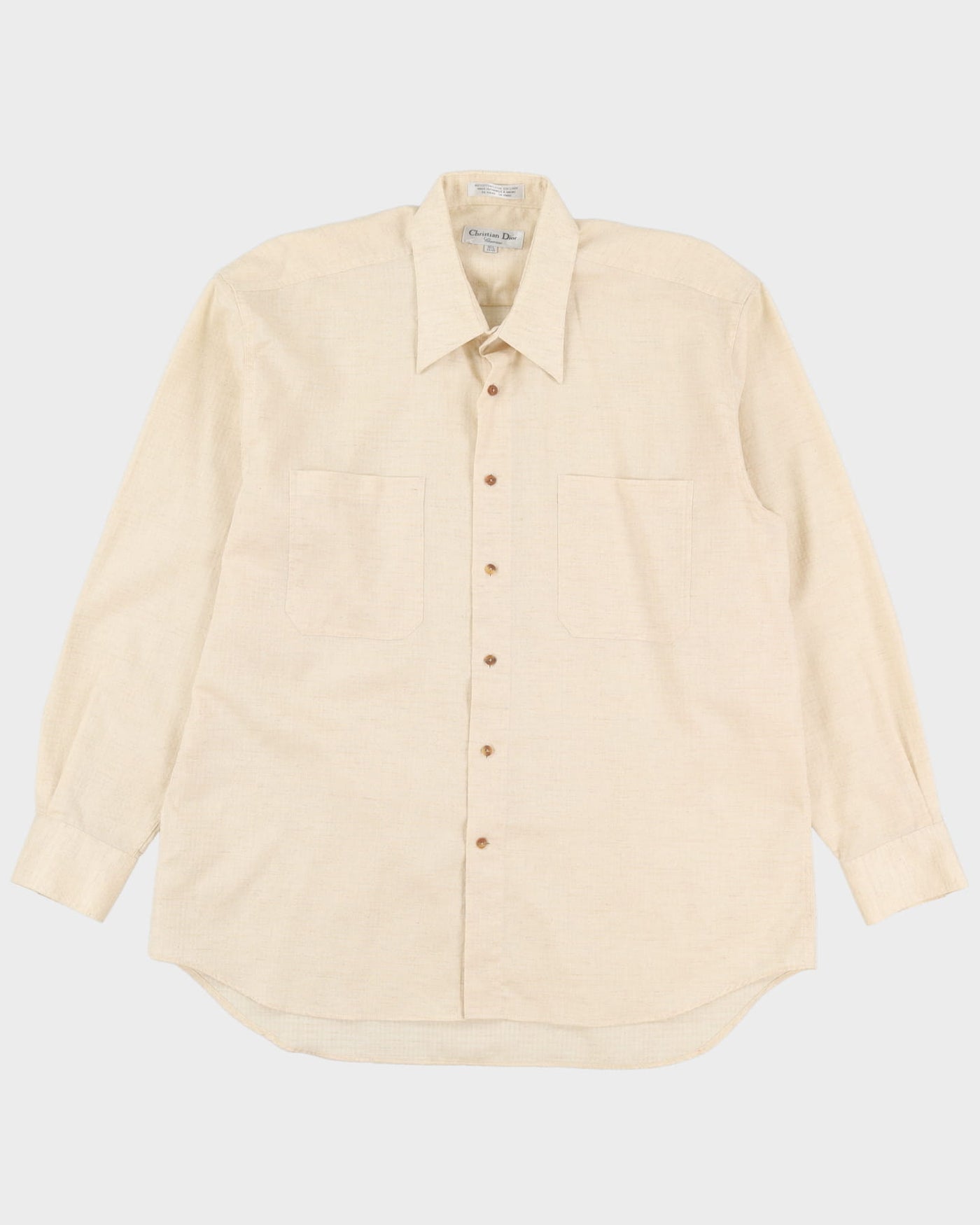 90s Christian Dior Chemise Yellow Button Up Long-Sleeve Shirt - XL