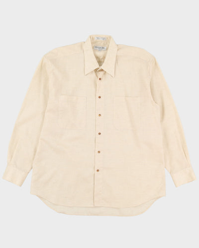 90s Christian Dior Chemise Yellow Button Up Long-Sleeve Shirt - XL