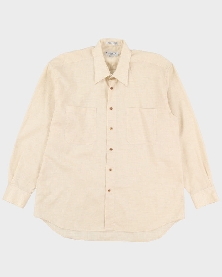 90s Christian Dior Chemise Yellow Button Up Long-Sleeve Shirt - XL