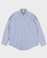 Brooks Brothers Blue Check Patterned Button Up Long-Sleeve Shirt - L