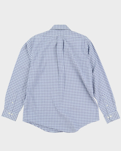 Brooks Brothers Blue Check Patterned Button Up Long-Sleeve Shirt - L