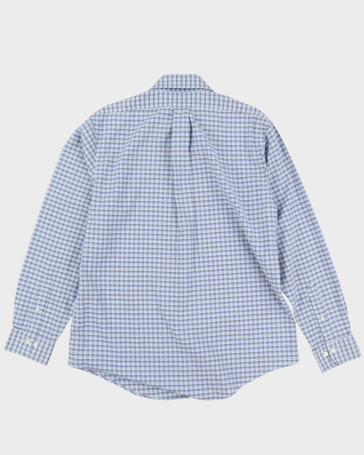 Brooks Brothers Blue Check Patterned Button Up Long-Sleeve Shirt - L
