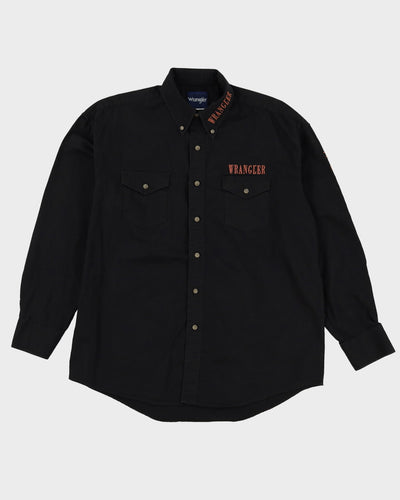 Wrangler Black Western Style Button Up Long-Sleeve Shirt - L