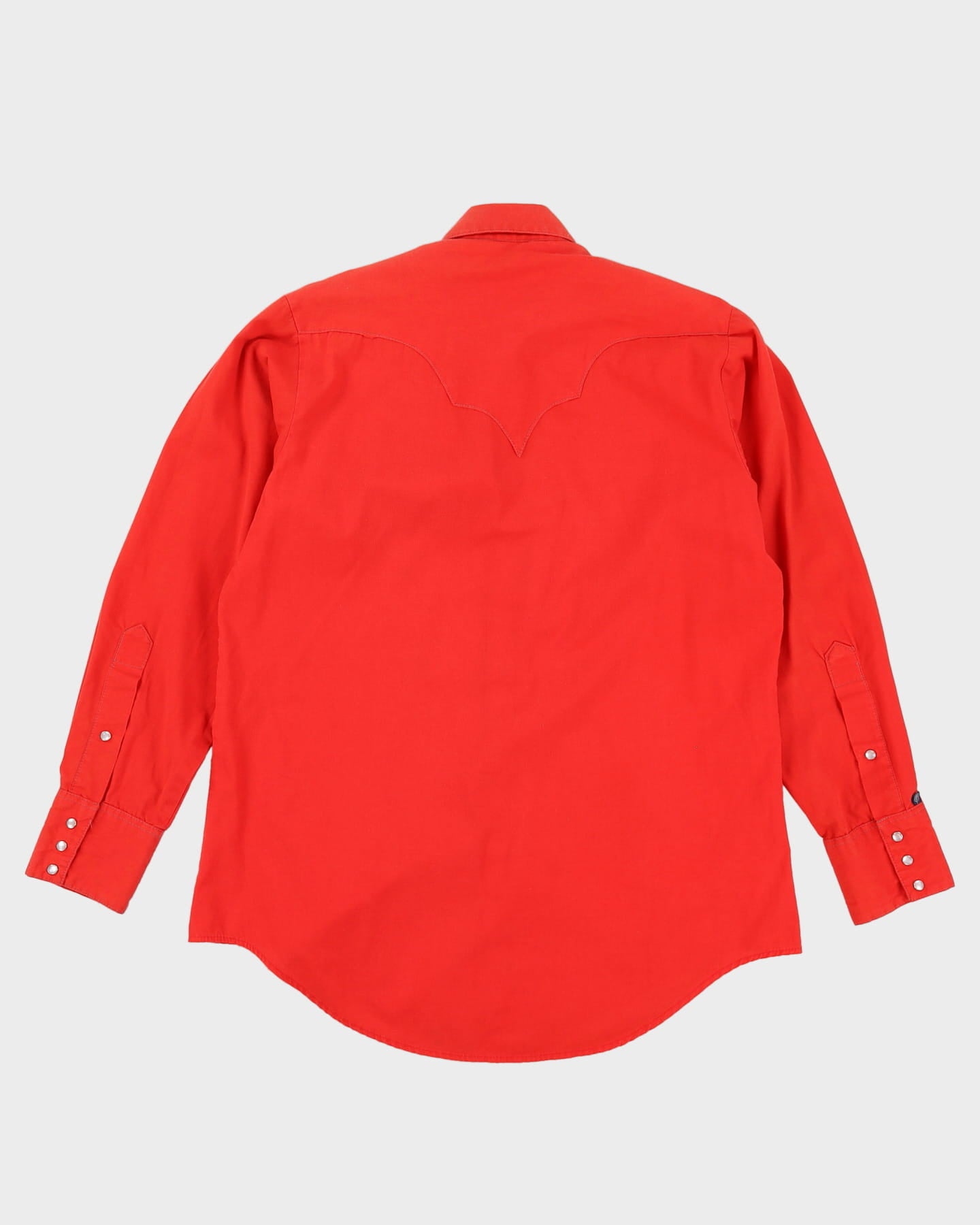 70s Rockmount Ranch Wear Red Button Up Long-Sleeve Western Bib Shirt - M