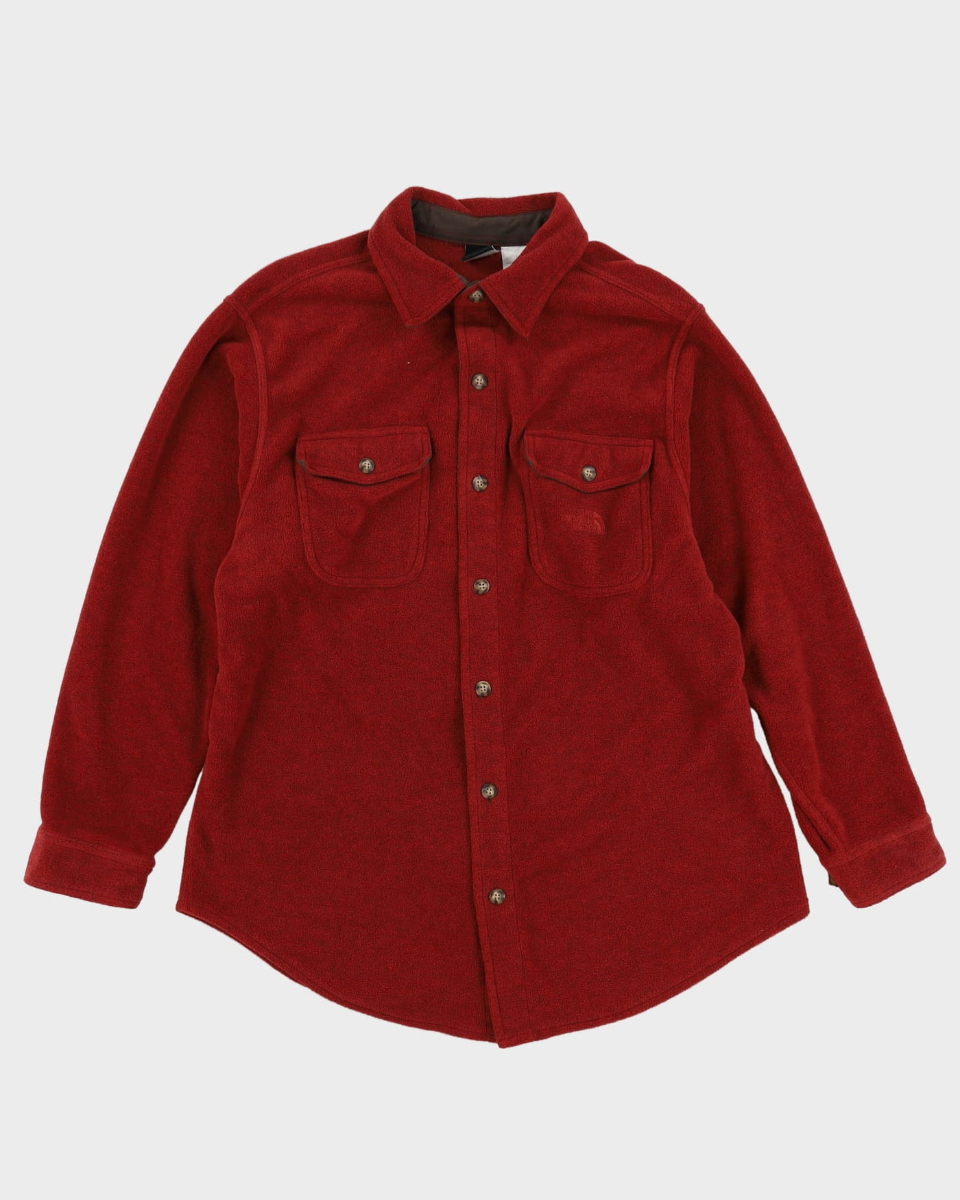 The North Face Red Button Up Long-Sleeve Flannel Shirt - M
