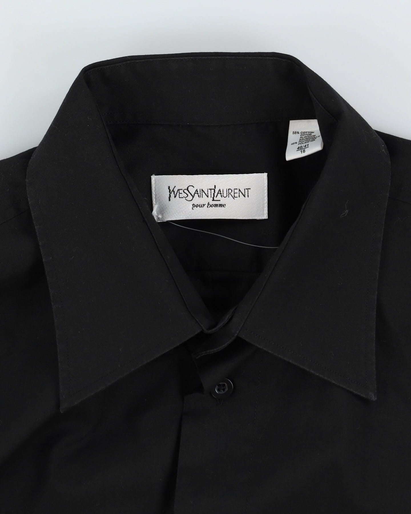 90s YSL Yves Saint Laurent Black Long-Sleeve Button Up Shirt - L