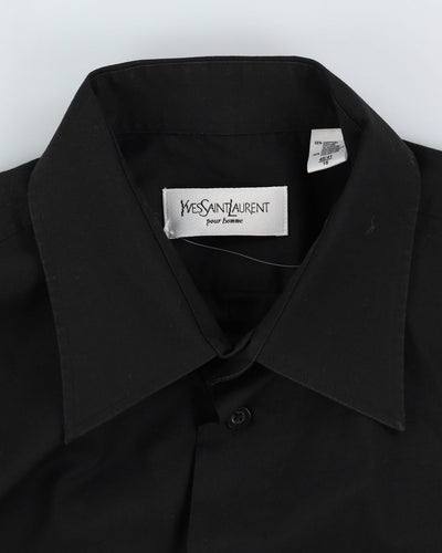 90s YSL Yves Saint Laurent Black Long-Sleeve Button Up Shirt - L / XL