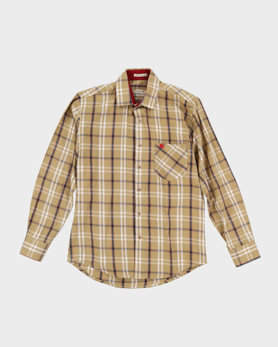 Burberry Beige Check Patterned Long-Sleeve Button Up Shirt - S / M