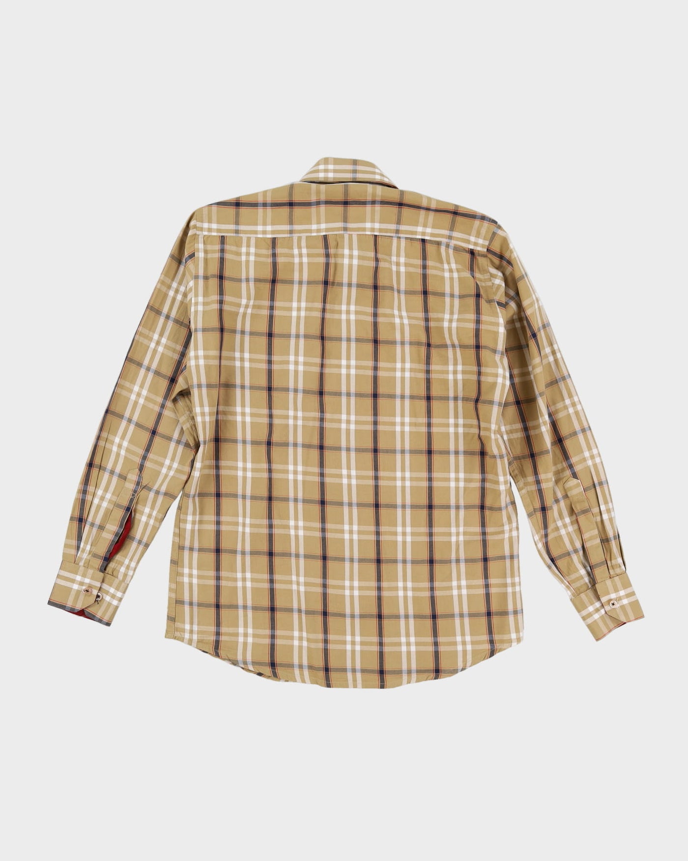 Burberry Beige Check Patterned Long-Sleeve Button Up Shirt - S / M