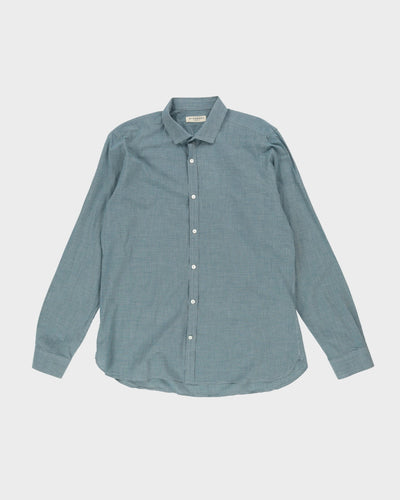 Burberry Blue Patterned Long-Sleeve Button Up Shirt - L