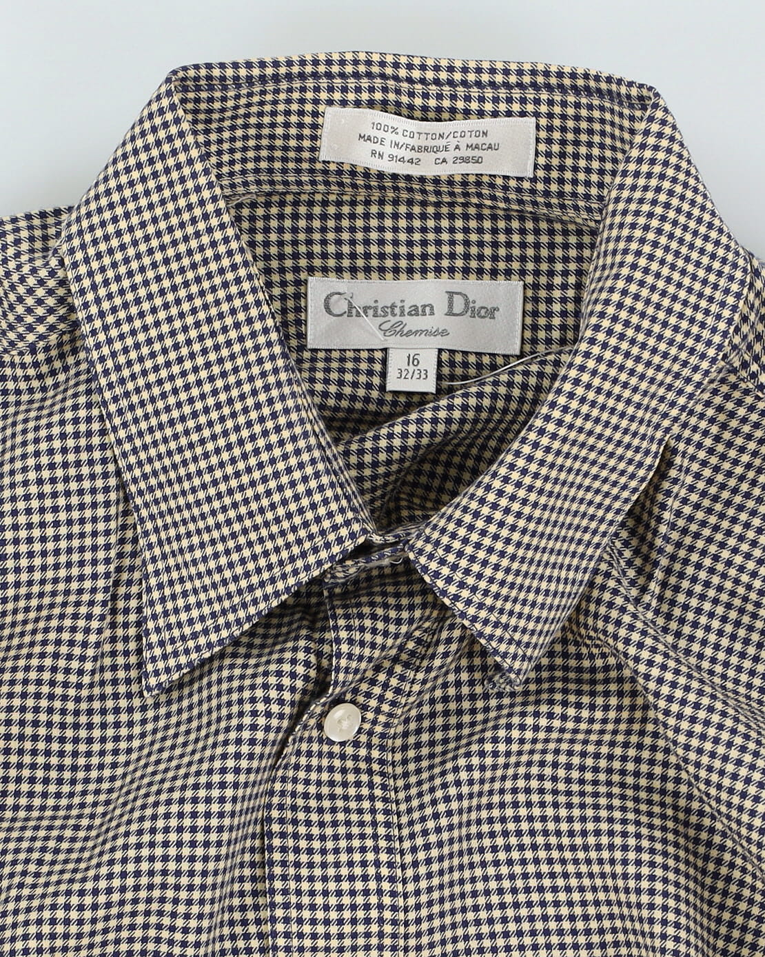 90s Christian Dior Chemise Black / White Patterned Button Up Shirt - XL