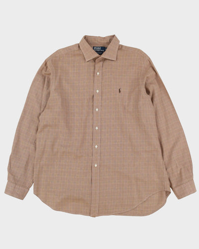 90s Ralph Lauren Brown Check Patterned Button Up Shirt - XL