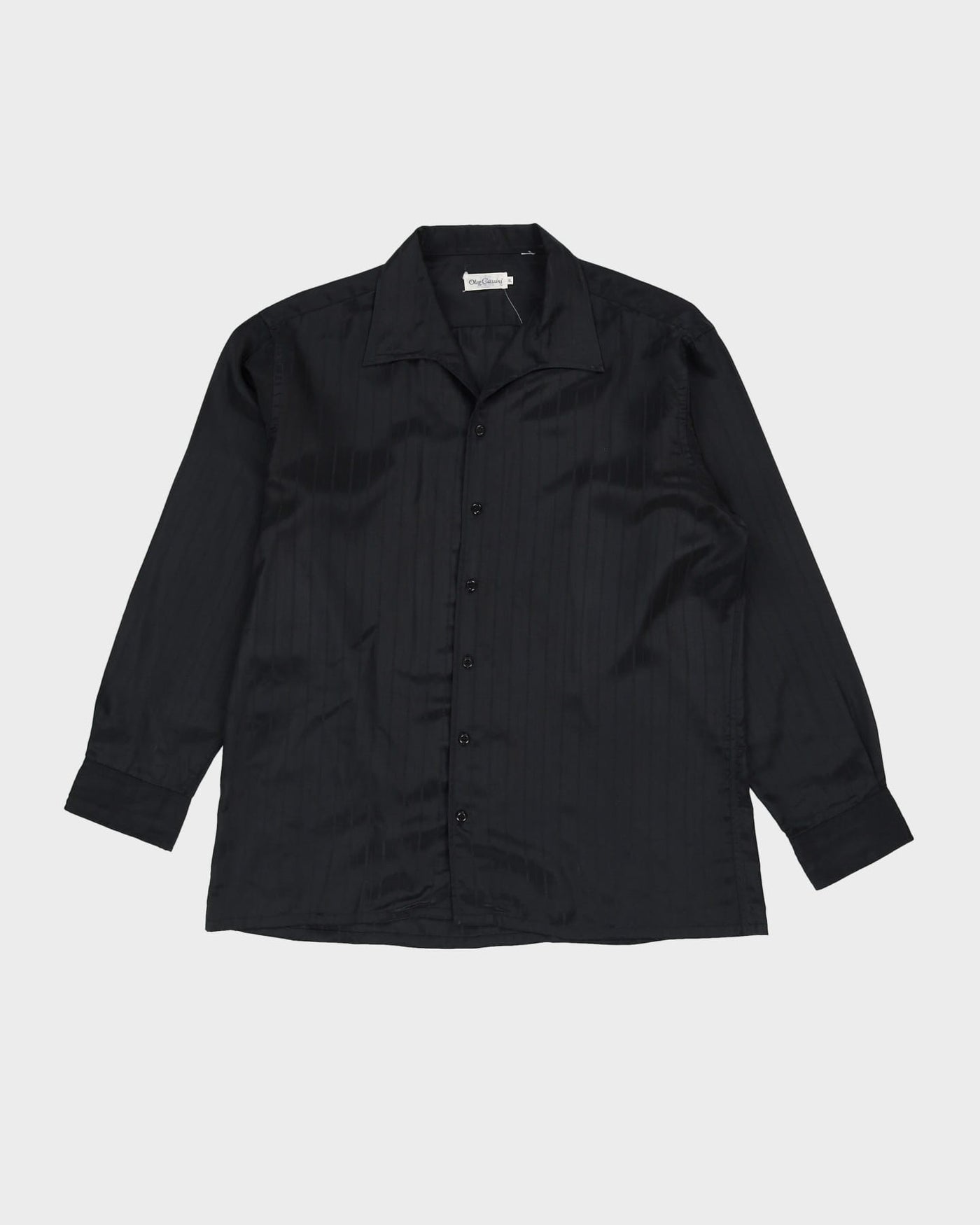 90s Oleg Cassini Black Patterned Long-Sleeve Button Up Shirt - XL