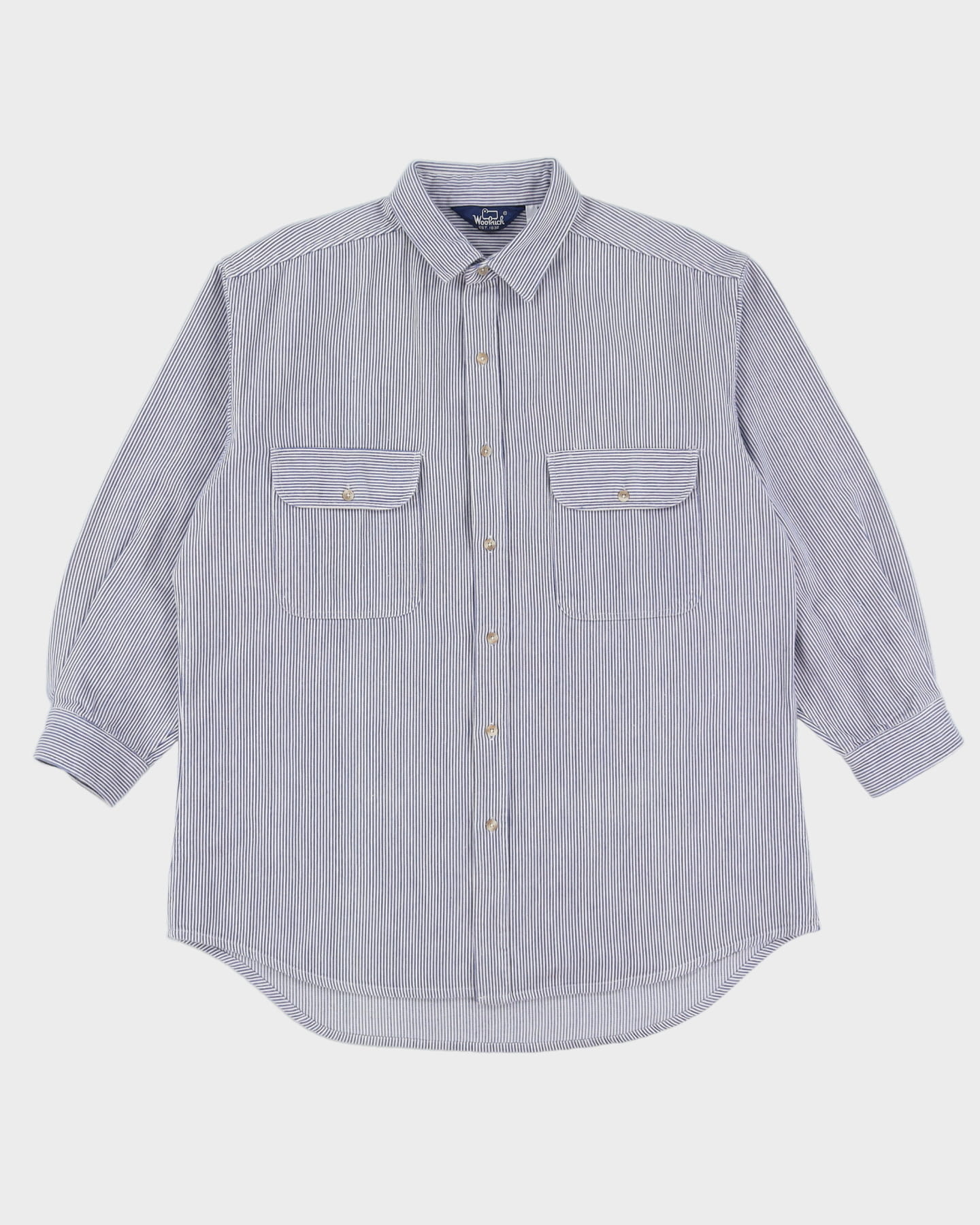 Woolrich Blue / White Pinstripe Work Shirt - L