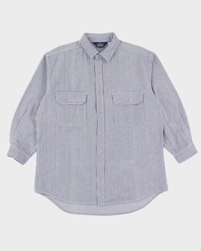 Woolrich Blue / White Pinstripe Work Shirt - L