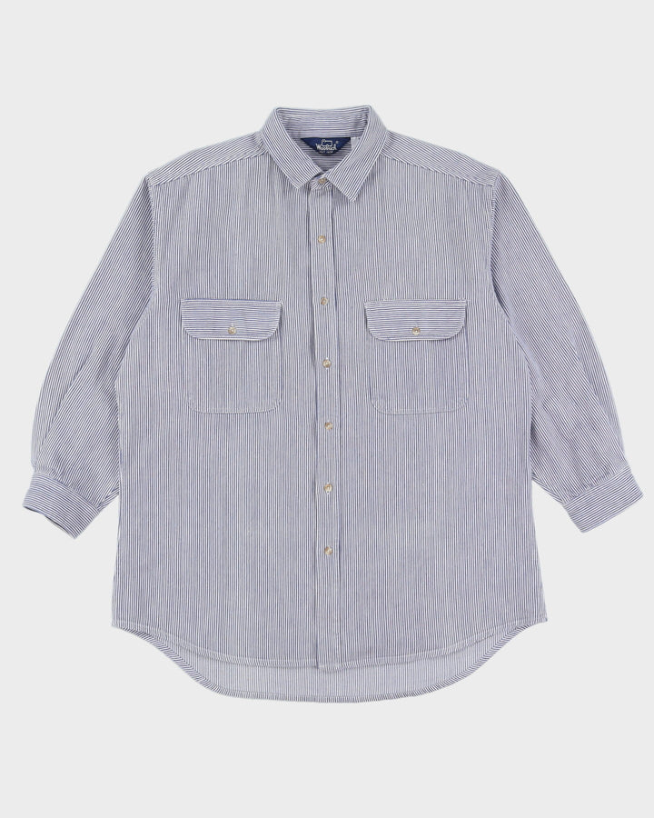 Woolrich Blue / White Pinstripe Work Shirt - L