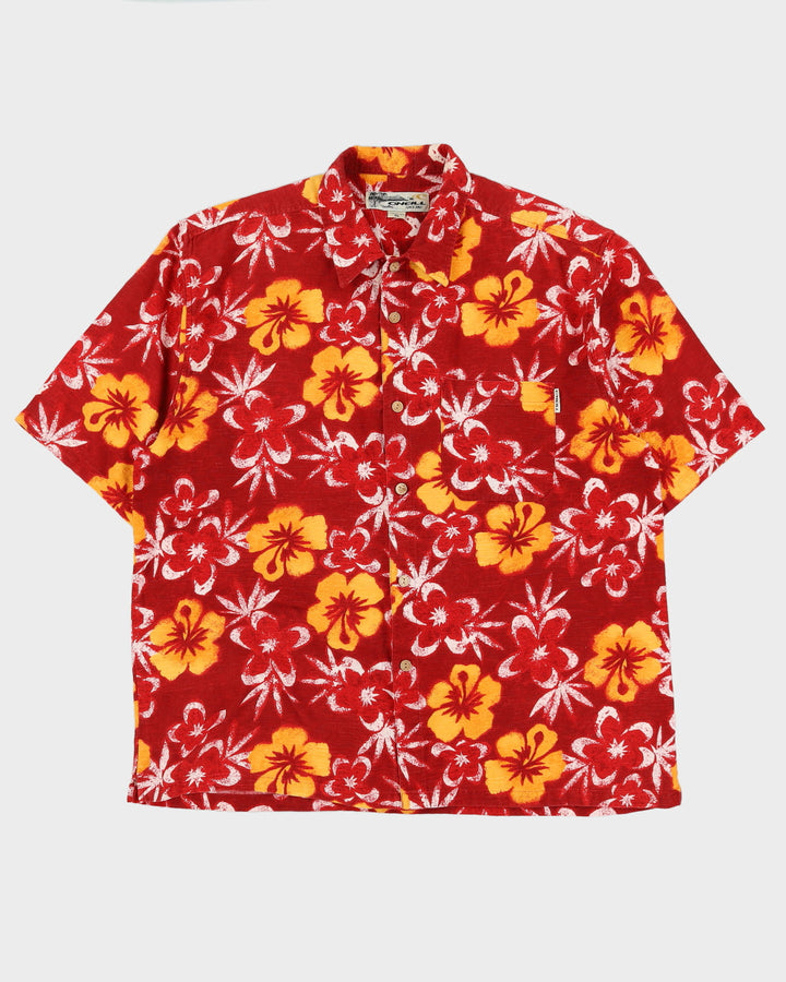 Vintage 90s O'Neill Red Floral Patterned Hawaiian Shirt - XL / XXL