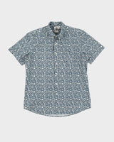 Vintage 90s Kennington Blue Patterned Short-Sleeve Shirt - L