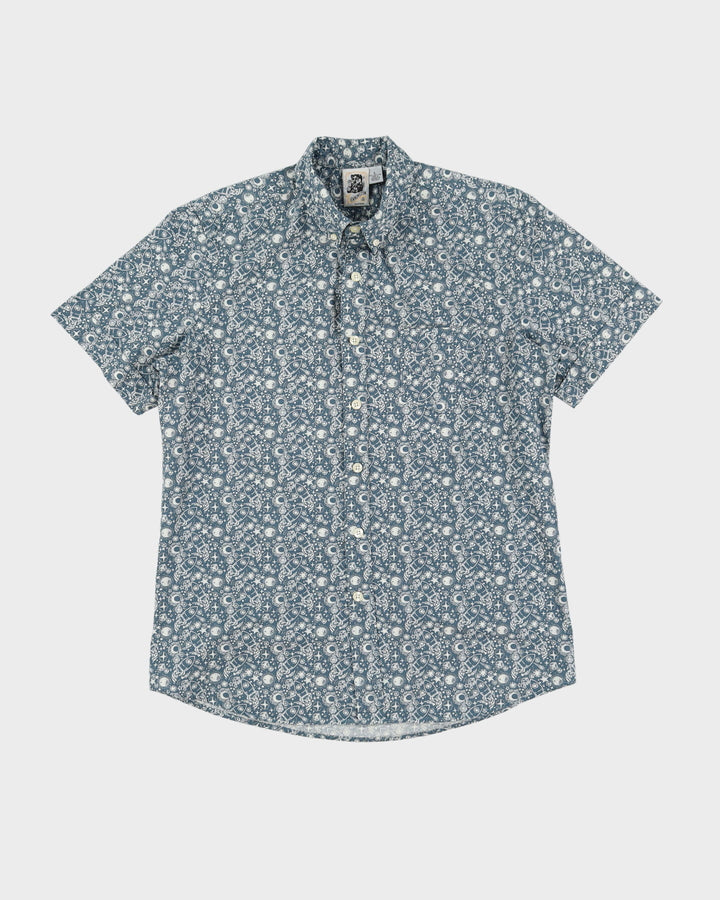 Vintage 90s Kennington Blue Patterned Short-Sleeve Shirt - L