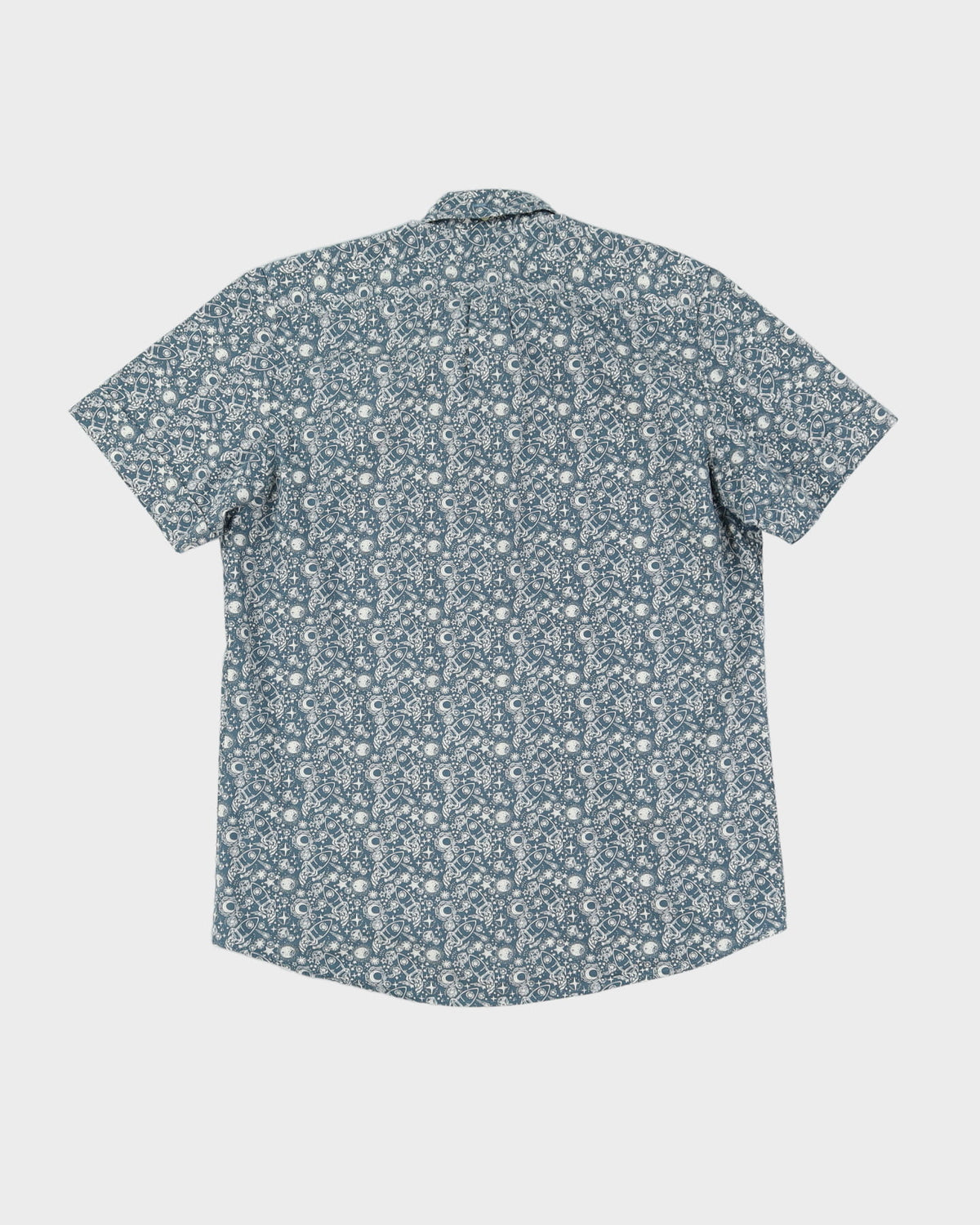 Vintage 90s Kennington Blue Patterned Short-Sleeve Shirt - L