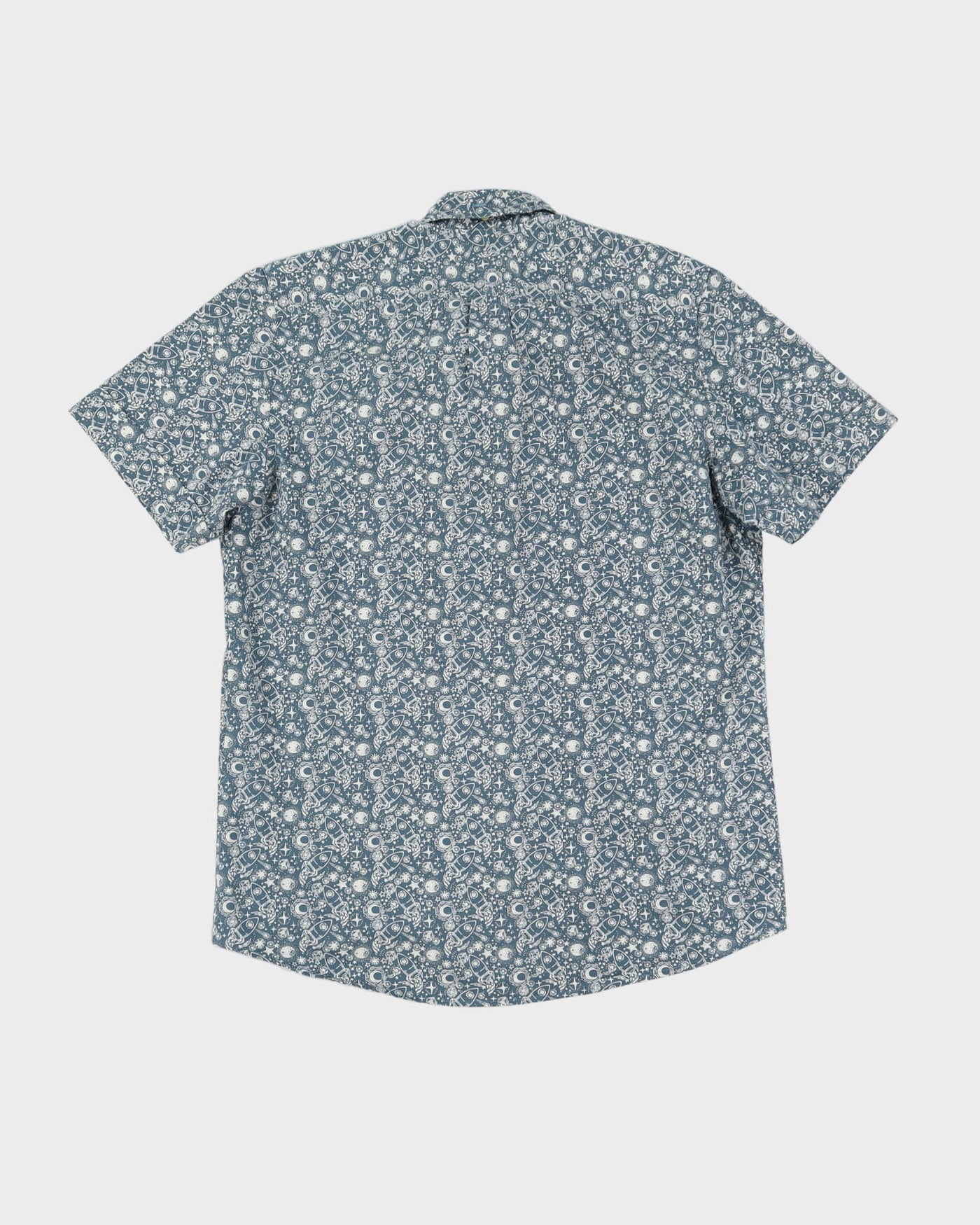 Vintage 90s Kennington Blue Patterned Short-Sleeve Shirt - L