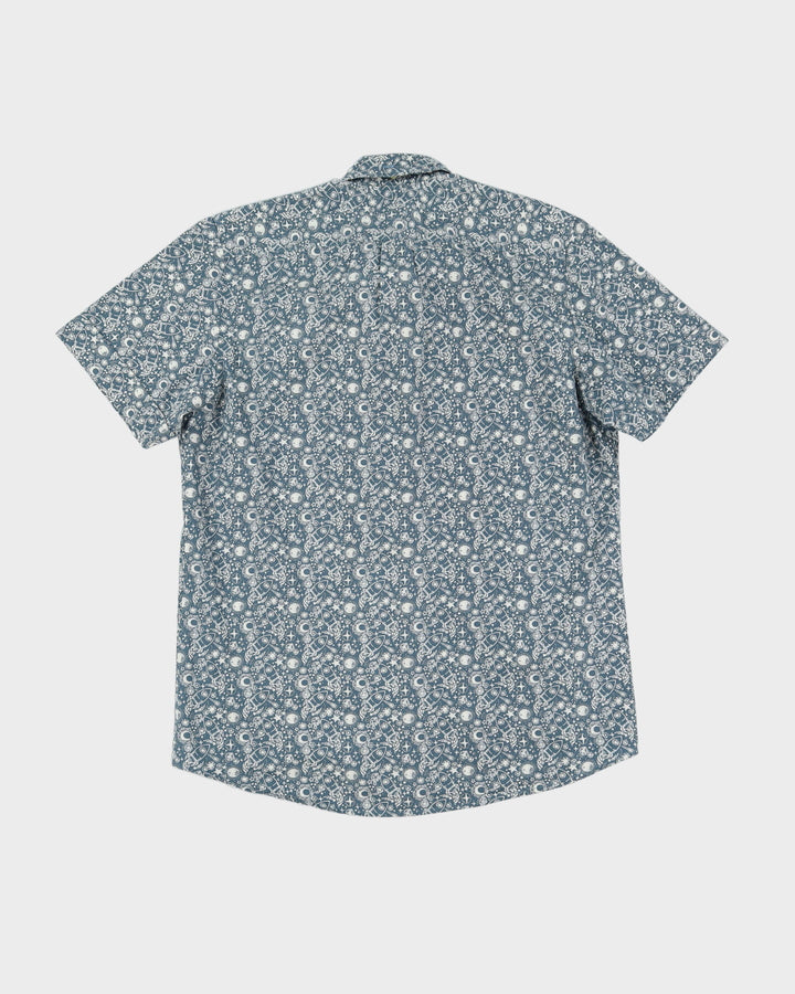 Vintage 90s Kennington Blue Patterned Short-Sleeve Shirt - L