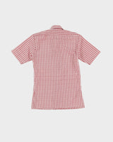 Vintage 70s Star-Pin Red Patterned Short-Sleeve Shirt - XS