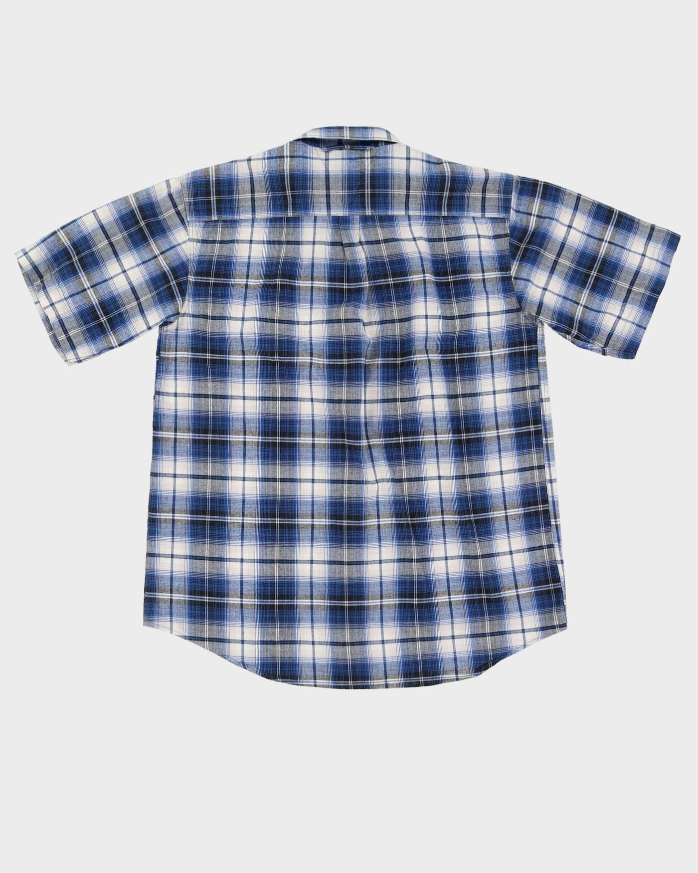 90s Tommy Hilfiger Blue Check Patterned Short-Sleeve Shirt - L