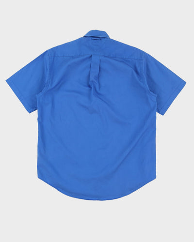 Vintage 90s Tommy Hilfiger Blue Oversized Short-Sleeve Shirt - S