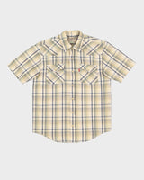 Vintage 90s Levi's Beige Check Patterned Short-Sleeve Western Shirt - S